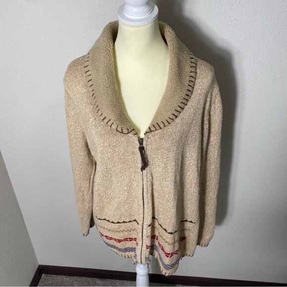 A Little Extra Spice Ramie/Cotton Blend Zipper Front Cardigan Sweater Women's 1X - Picture 14 of 16